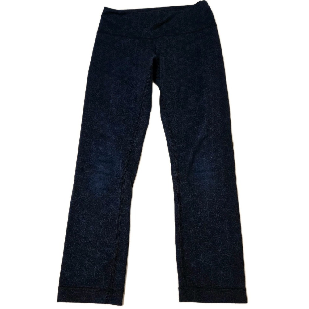 Lululemon Wunder Under Crop Leggings Sashico Star Inkwell Rugged Blue Size 2